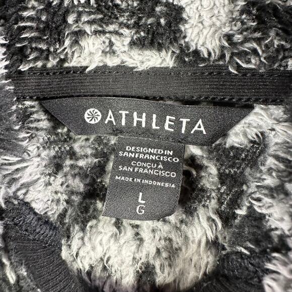 Athleta Sweatshirt Womens Large Black Tugga Sherpa Jacquard Hoodie Fleece Active - Picture 4 of 8